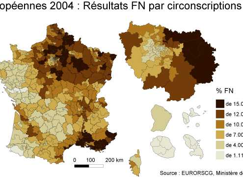 Elections européennes 2004 : score liste Front National
