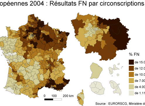 Elections européennes 2004 : score liste Front National