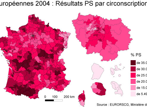 Elections européennes 2004 : score Parti Socialiste