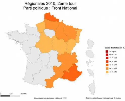 Résultats du FN au second tour des élections régionales 2010