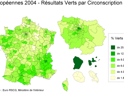 Elections européennes 2004 : score liste Verts