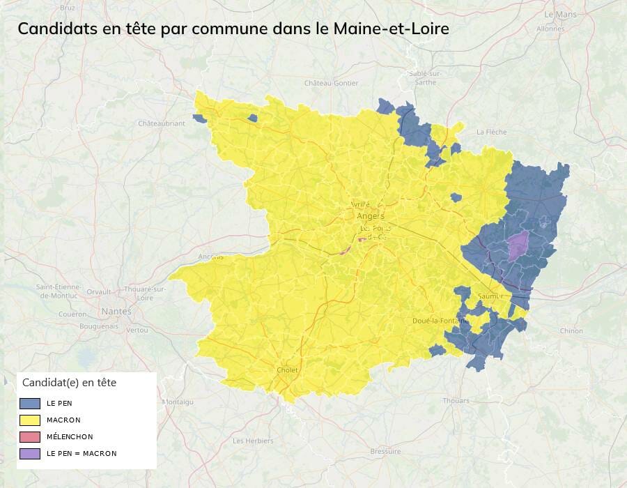 Candidats en tête du premier tour de la présidentielle 2022 - Maine-et-Loire