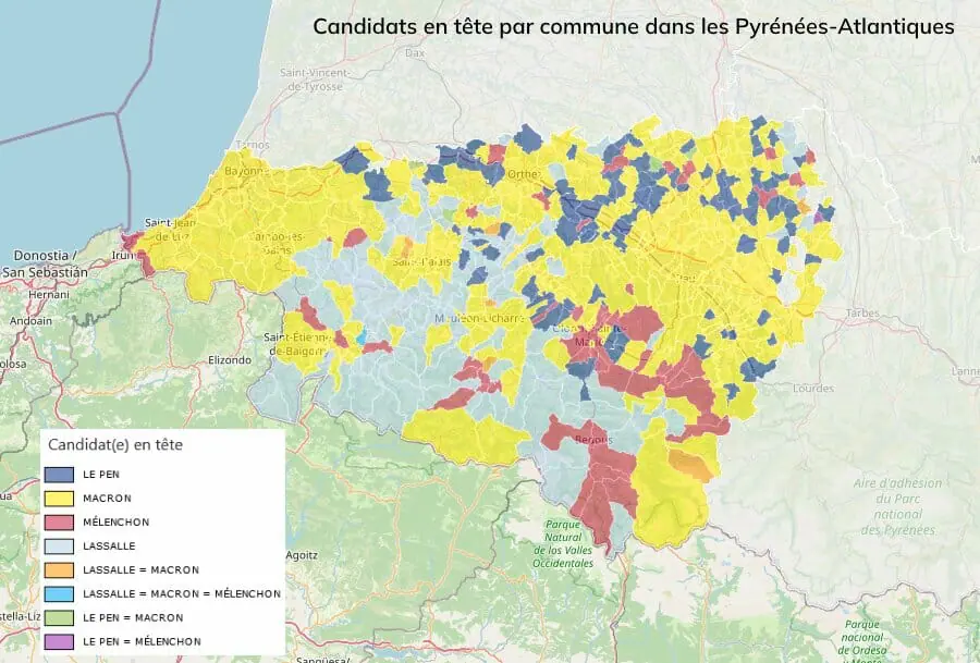 Premier tour des présidentielles 2022 : résultats par commune dans les Pyrénées-Atlantiques
