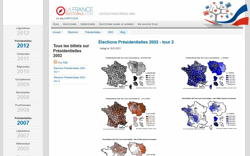 site Franceelectorale.com : les résultats des élections en France depuis 1994