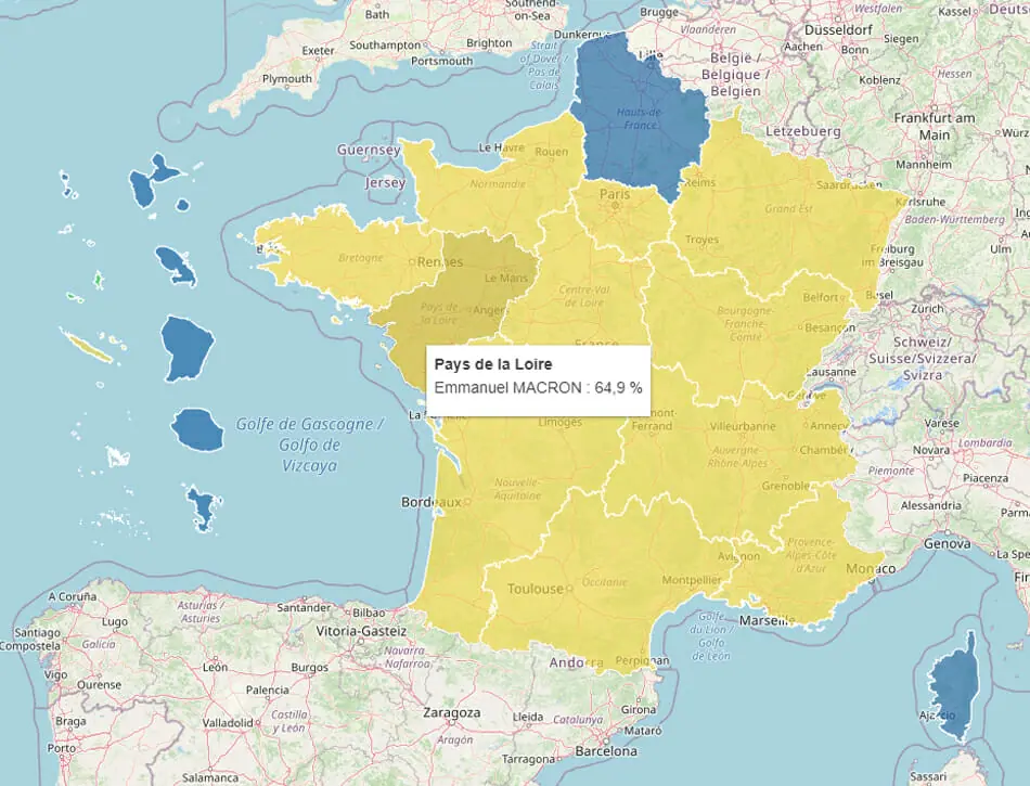 carte élection présidentielle 2022 second tour