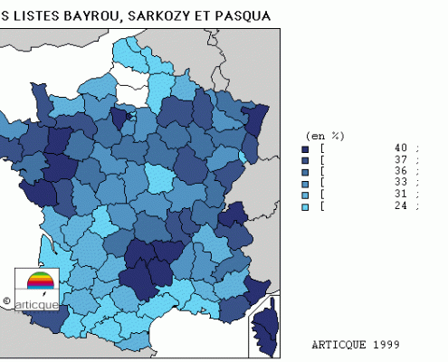 Elections européennes 1999 : votes pour les listes de droite