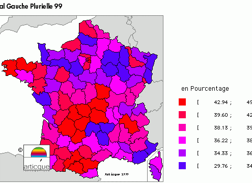 Elections européennes 1999 : votes listes Gauche Plurielle