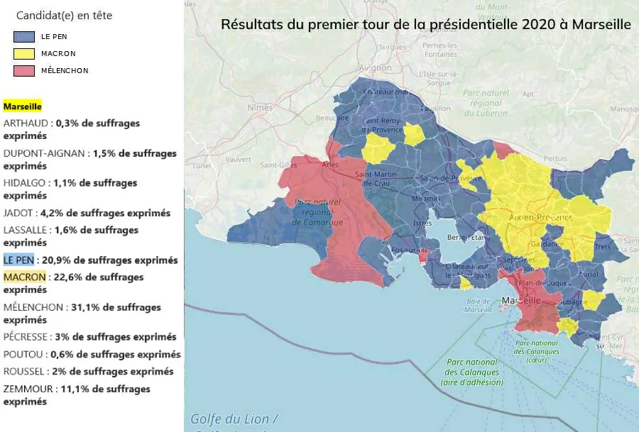 Résultats du premier tour de la présidentielle 2022 à Marseille