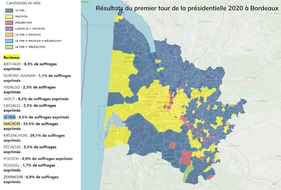 Résultats du premier tour de la présidentielle 2022 à Bordeaux