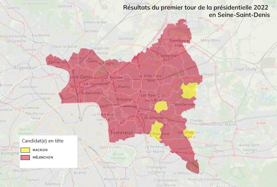 Résultats du premier tour de la présidentielle 2022 en Seine-Saint-Denis
