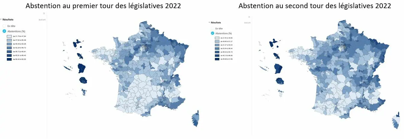 abstention au permier et second tour des législatives 2022