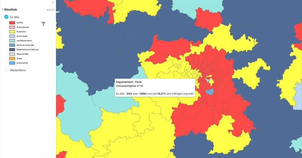 parti en tête en région parisienne au premier tour des élections législatives 2022