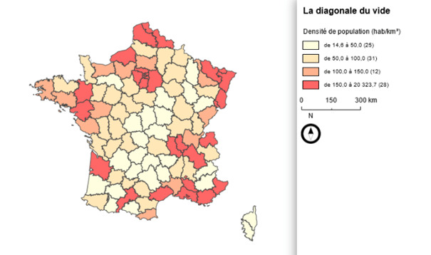 exemple de carte choroplèthe réalisée avec Cartes & Données Online