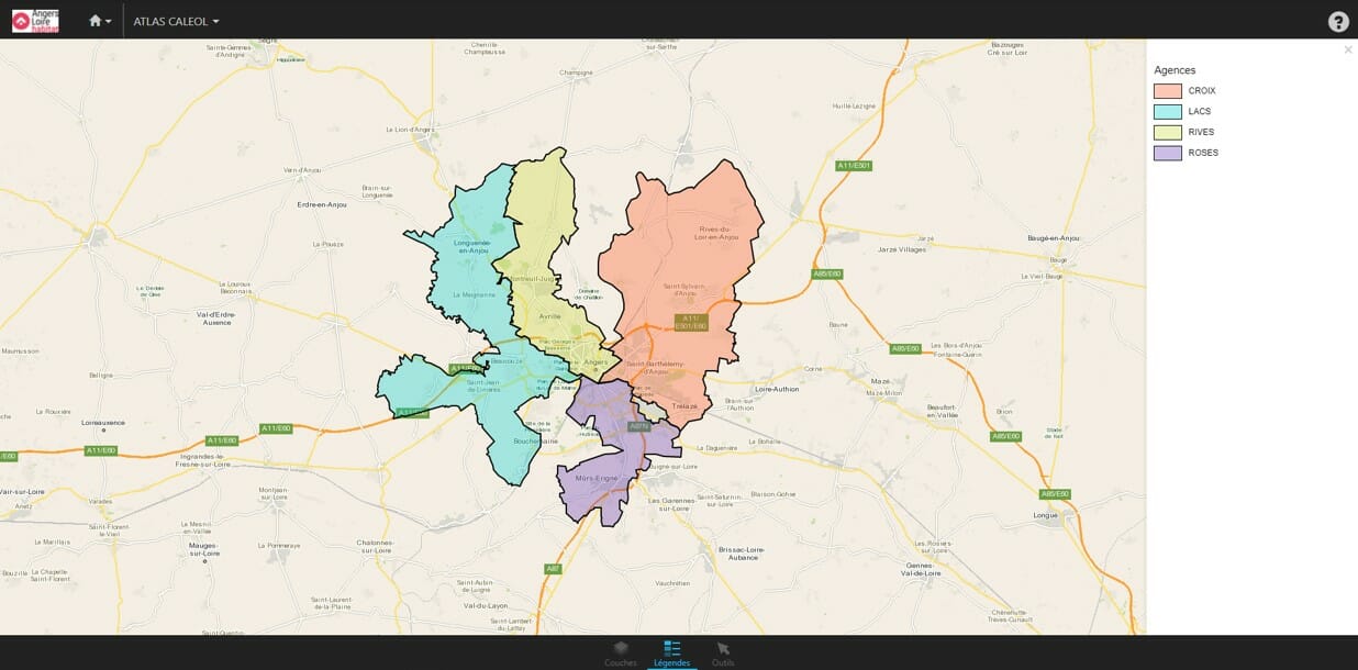 Territoires couverts par les quatre agences Angers Loire Habitat