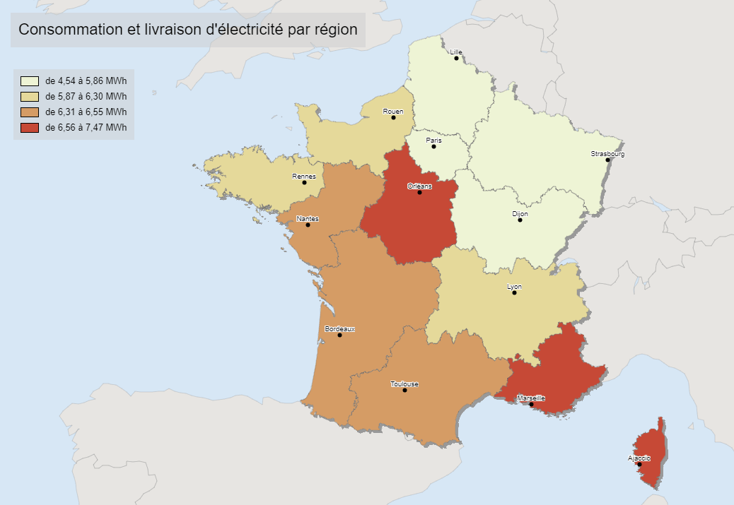 carte consommation énergétique en france