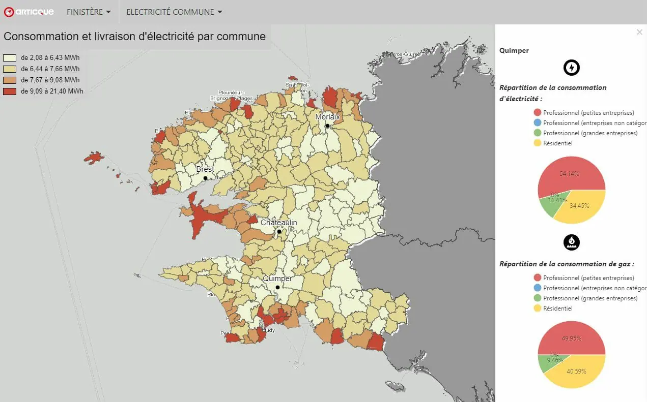 carte consommation électrique finistère