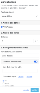 Zone d'accès à vol d'oiseau