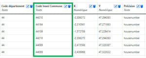 Colonne code INSEE communes ajoutée dans les géolocalisations DataComposer