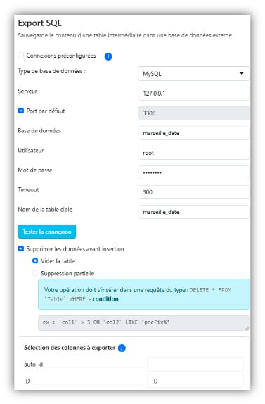 DataComposer Articque : exports MySQL