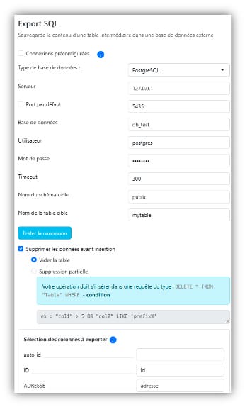 DataComposer Articque : exports PostgreSQL