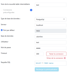 Ajout d’un bouton pour tester la connexion dans les imports BDD - DataComposer Articque by ChapsVision