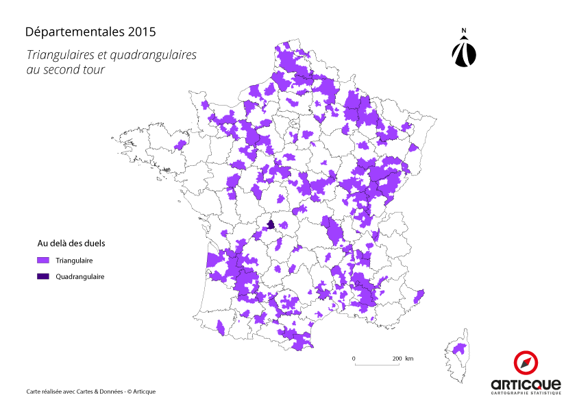 Départementales 2015 - Triangulaires et quadrangulaires au second tour