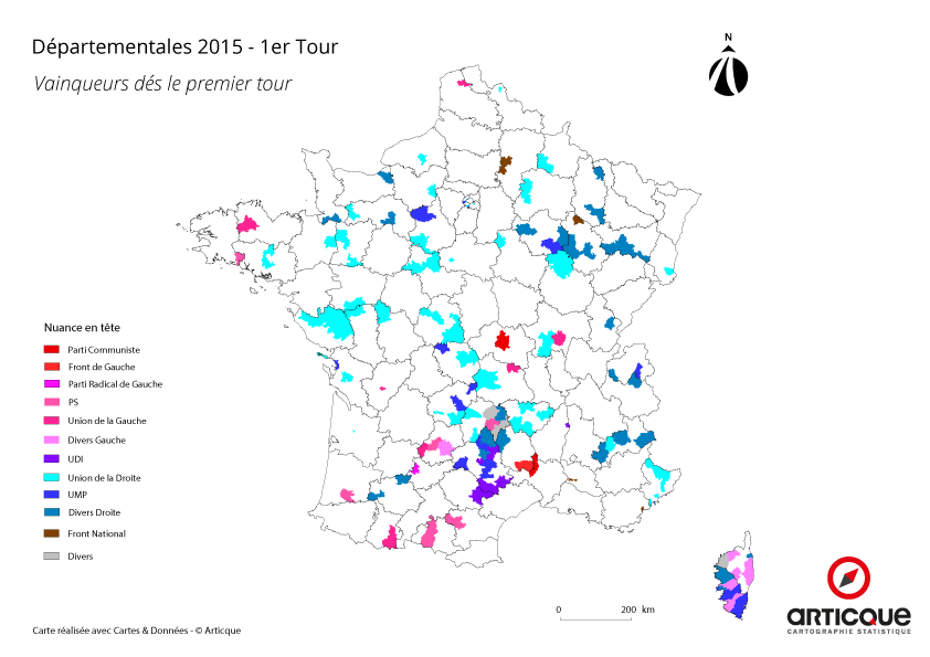 Départementales 2015 - Tour 1 : Vainqueurs dés le premier tour